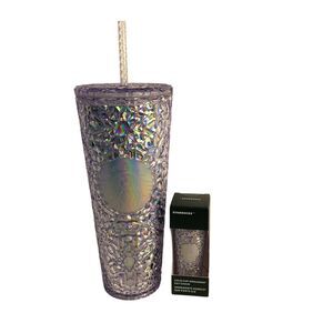 2 pc Lot Starbucks Iridescent Gem Venti Tumbler Key Chain Set 2024 Cold Cup